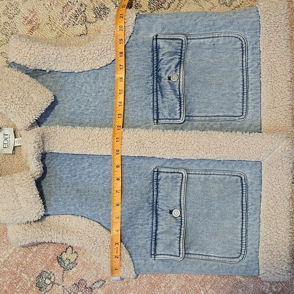 Jason Wu Edit Medium Blue Wash  Sherpa Denim Vest Size Small - Picture 13 of 16
